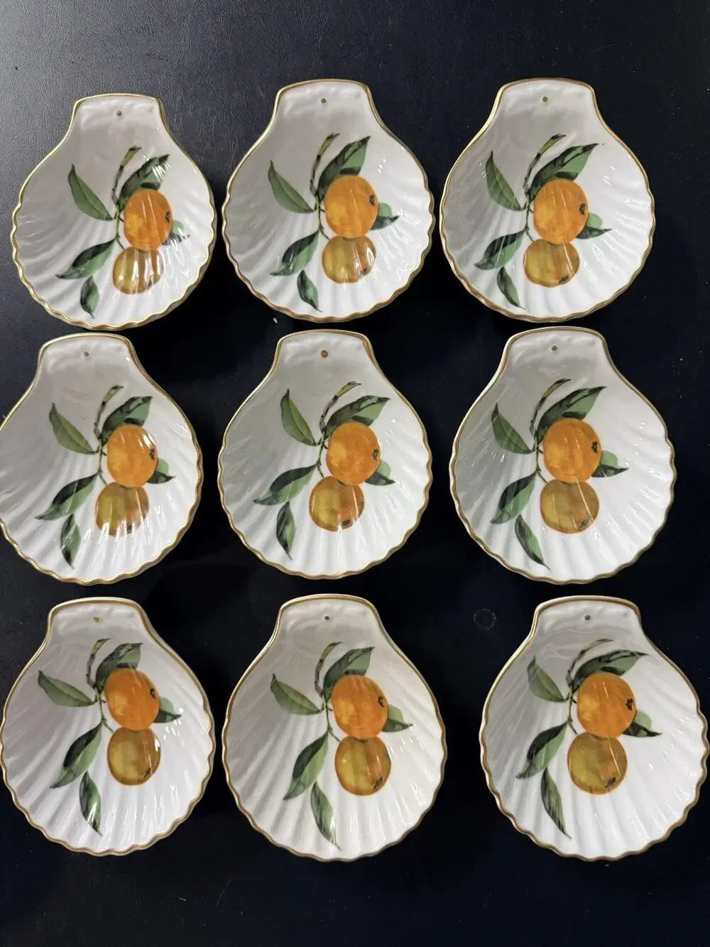 Royal Worcester “Evesham” Shell Dishes, Set of 9, Porcelain, shape 52, size 3